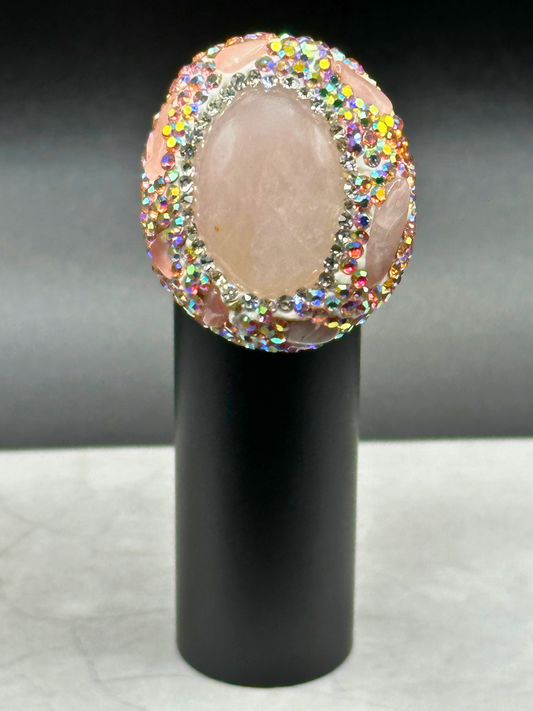 Rose Quartz Glitter Gem Ring