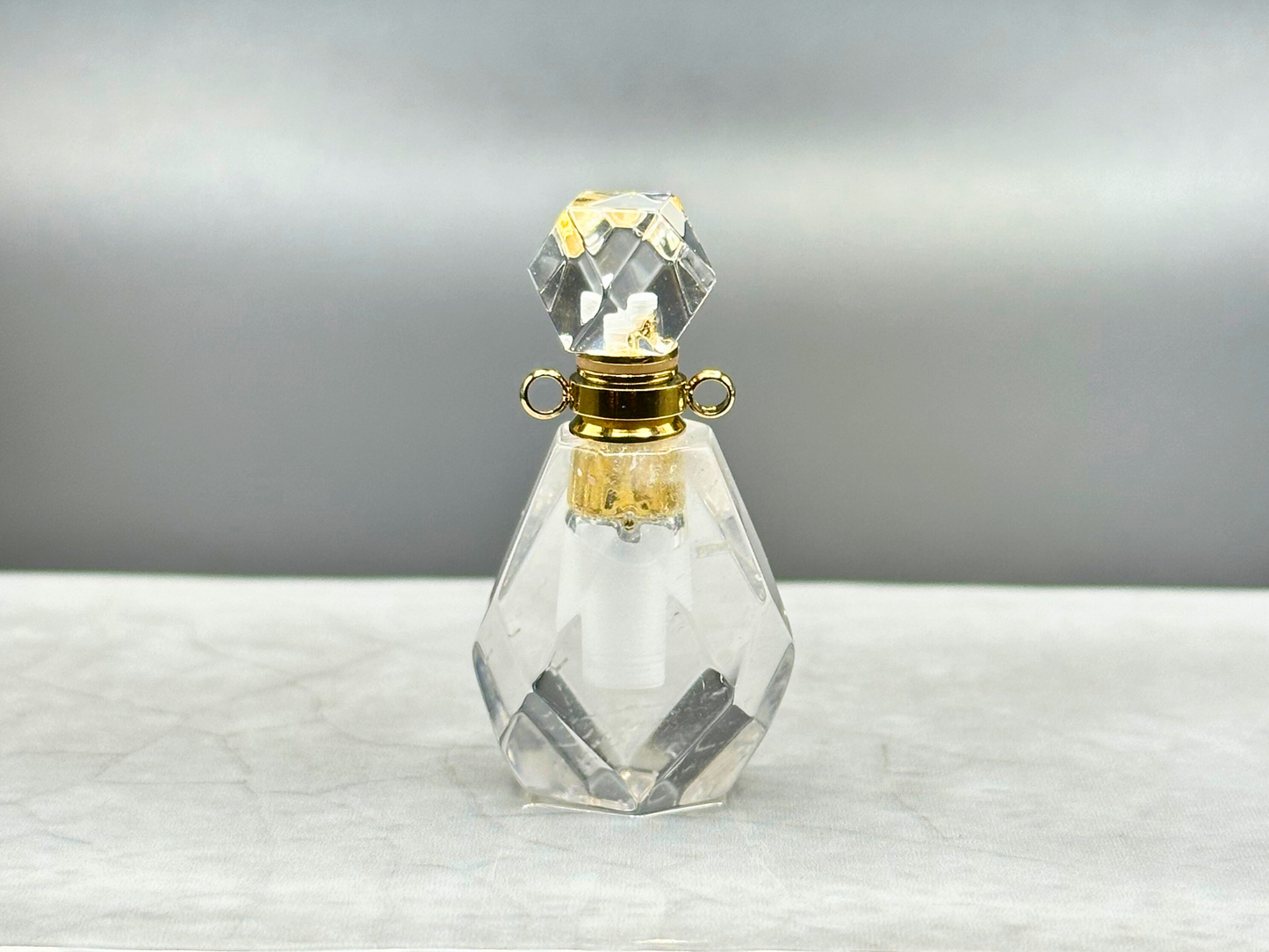 Botella de mini gemas de cuarzo transparente