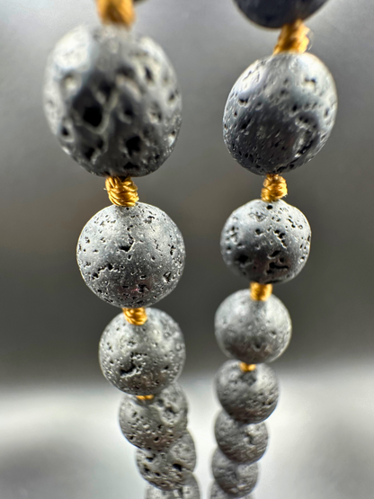 Lava Stone Bead Long Necklace