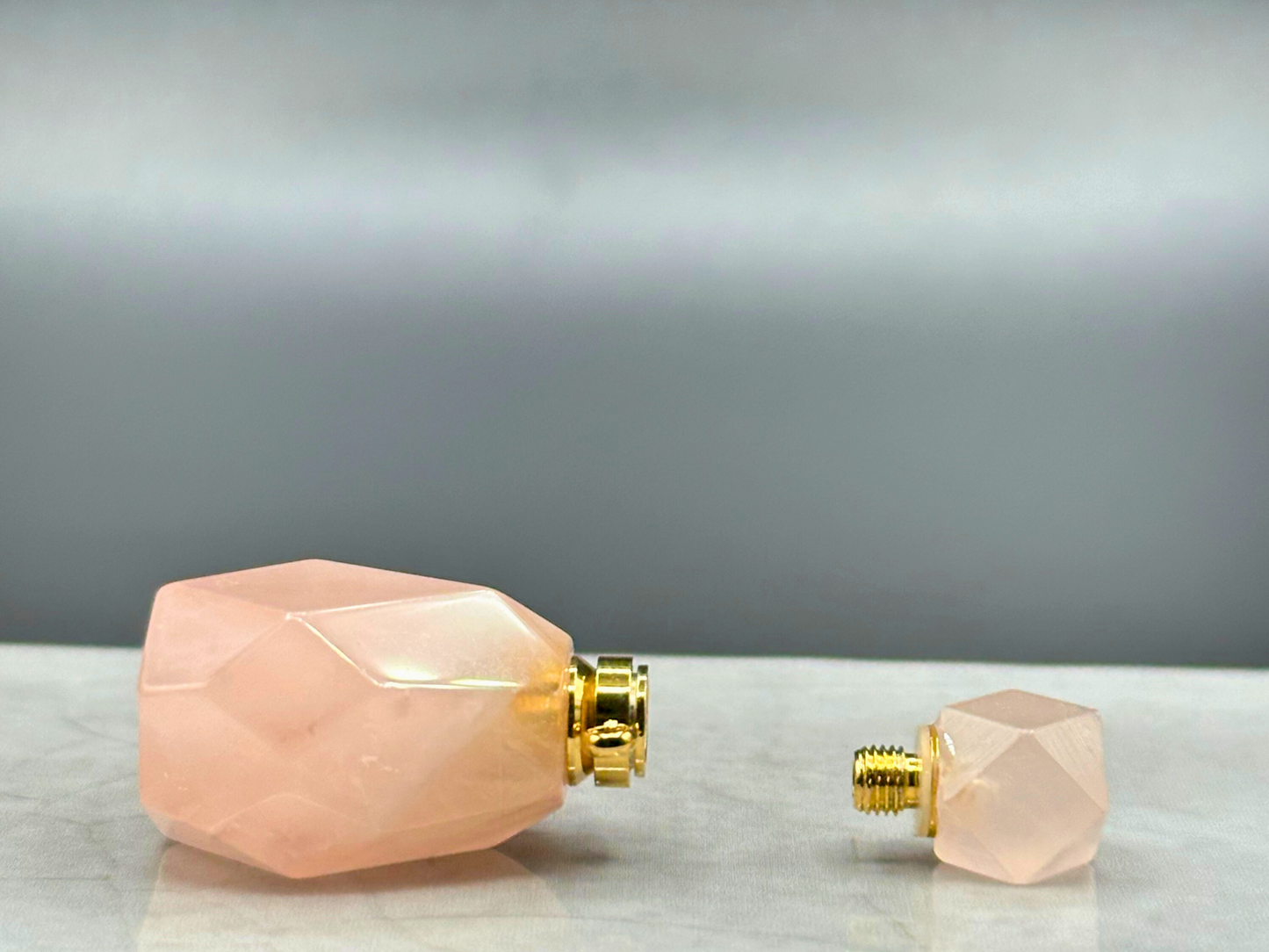 Botella de mini gemas de cuarzo rosa
