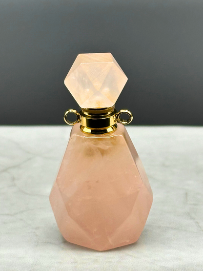 Botella de mini gemas de cuarzo rosa