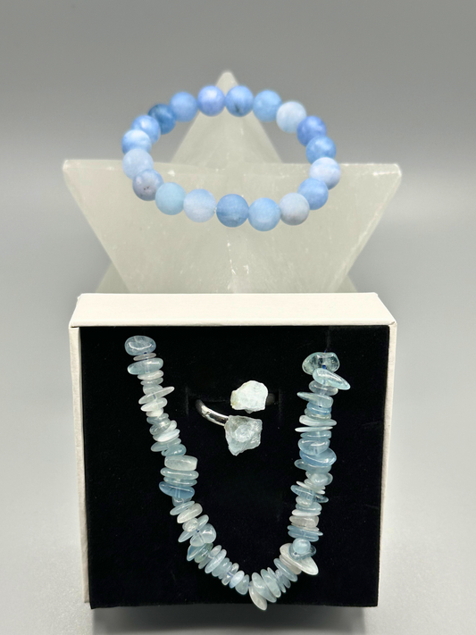 Aquamarine Necklace Box Set