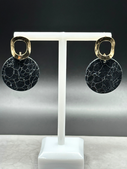 Black Turquoise Medallion Earrings